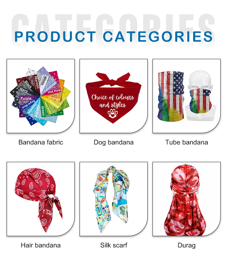 multifunctional DIY bandana colourful custom square fabric printed headwear classic custom bandana with logo bandana  design