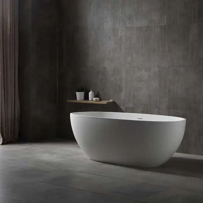 Modern Indoor Bathroom Freestanding Resin Stone Bathtub solid surface cast stone bath tub