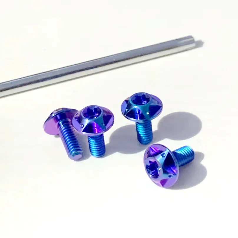 OEM accept Grade5 Ti6Al4V colorful black rainbow torx shell disc head M4x8mm Motorcycle helmet titanium bolts screws for SHOEI