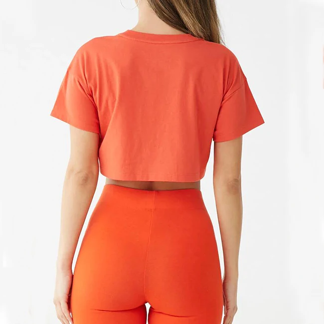 
Hot sale 2021 new design custom crop top women yoga cotton t shirt super soft dry fit t shirt 