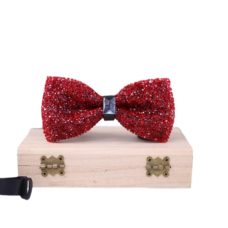 RhinestonBow Tie For Men Shining Crystal Collar Bowtie Luxury Wedding Banquet Party Bling Butterfly Knot Bridegroom Bow Ties