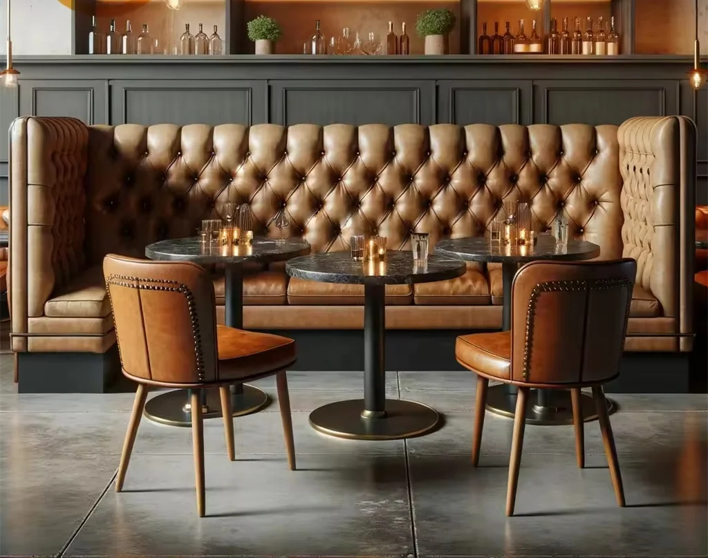 Light luxury club bar furniture set luxury european cafe restaurant booth seating coffee chairs and tables for restaurants