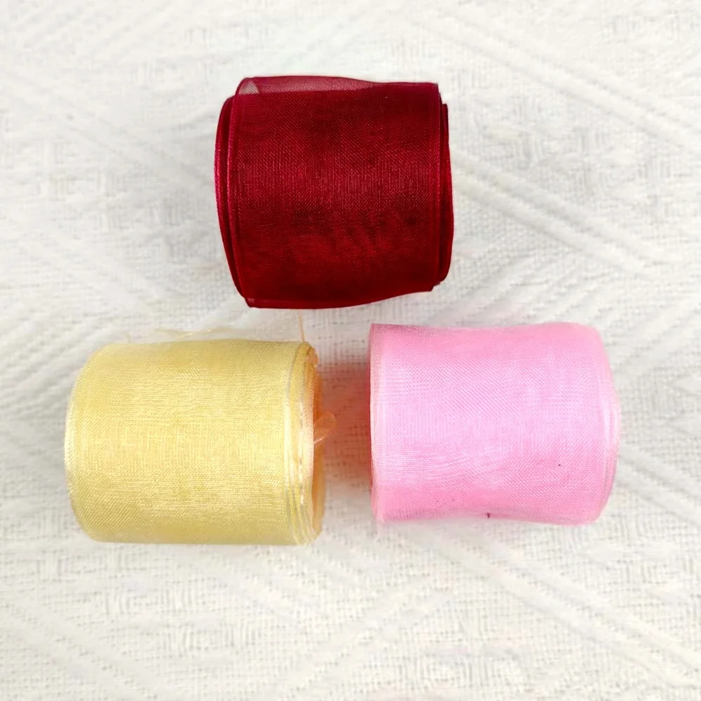 Stock 196 Solid Colors 100 Yards Per Roll Single Double Face Smooth White Satin Organza Ribbon