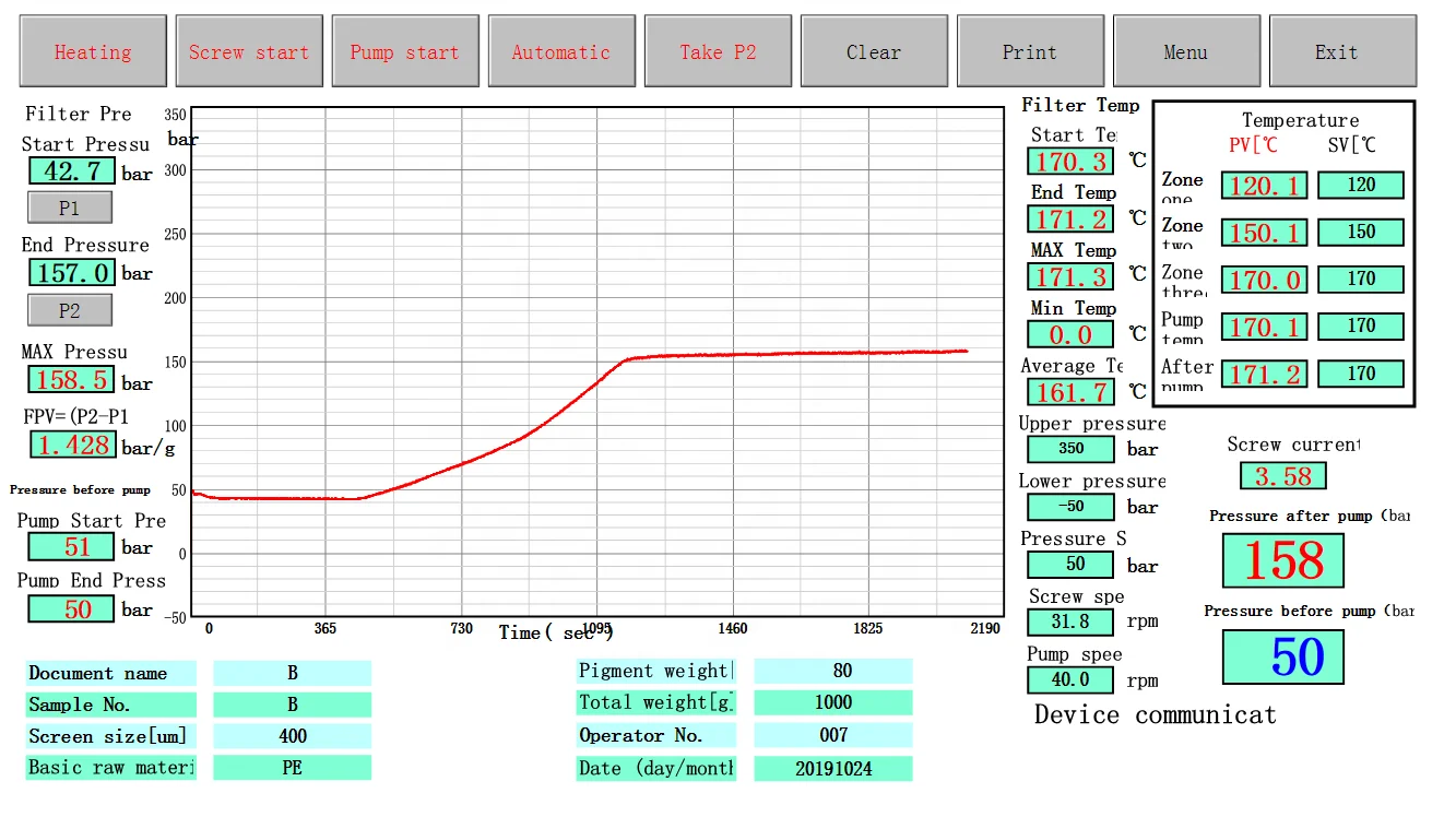 Pressure Extruder for Testing Filter Pressure Value FPV Testing Extruder