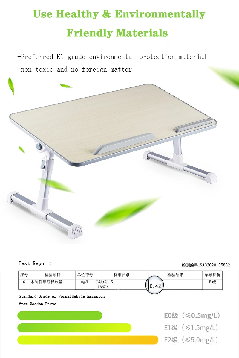 MDF Wooden Folding Laptop Table Laptop Table Adjustable Laptop Bed Desk Mini Office Desk