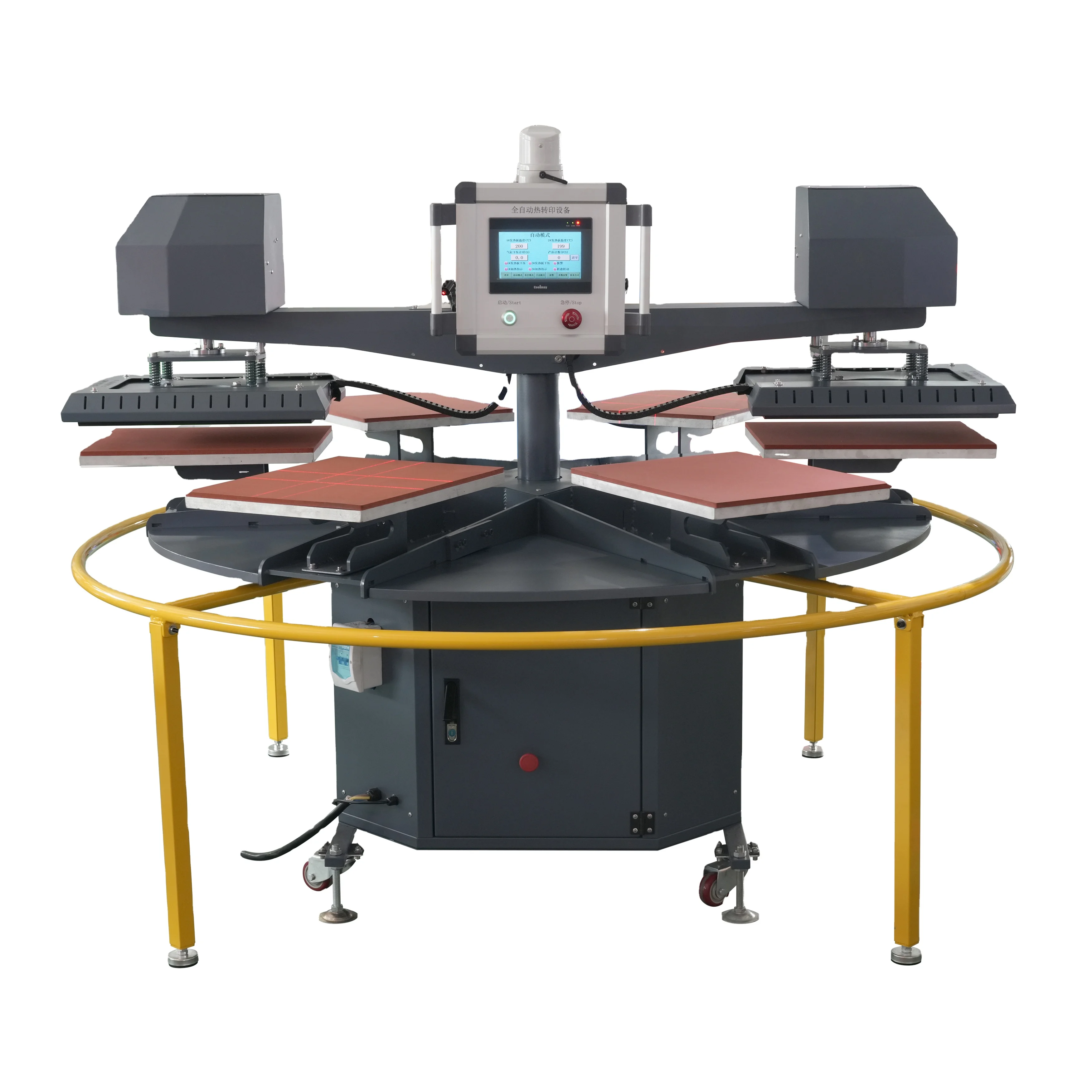 J Big Iron Six Stations Rotary Flat Press Pneumatic Sublimation Press Machine 40*60cm