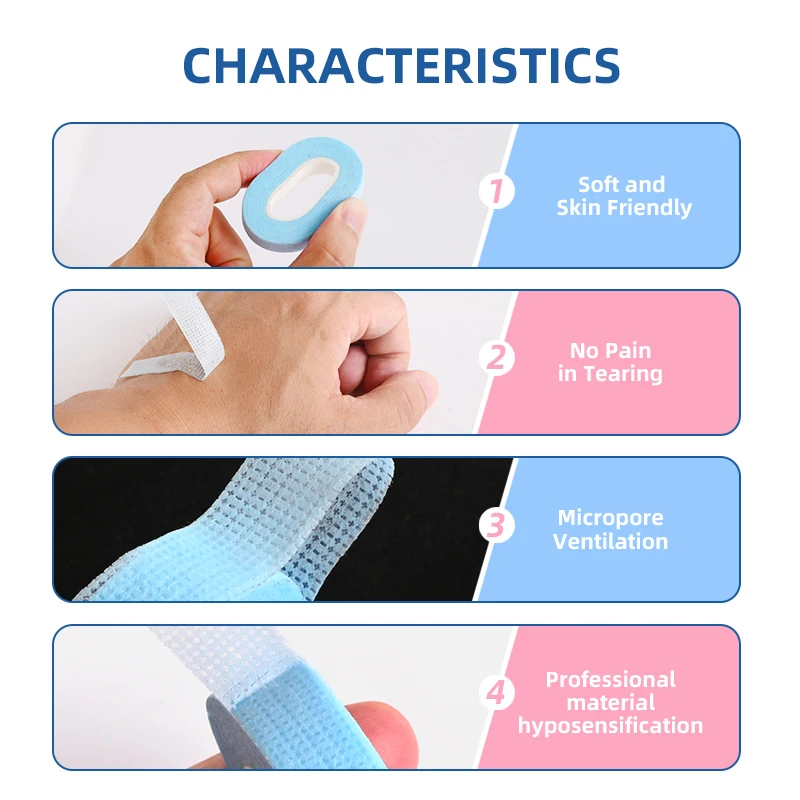 Hot sale Color Tape Pink Blue Purple Green White Orange Fabric Surgical Tape Eyelash Tape for Eyelash Extension