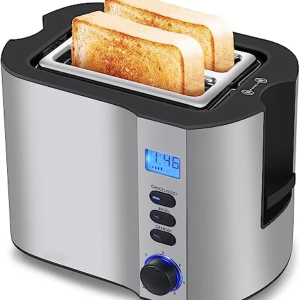 Extra Wide Slot 2-Slice Stainless Steel Toaster with 6 Toast Settings
