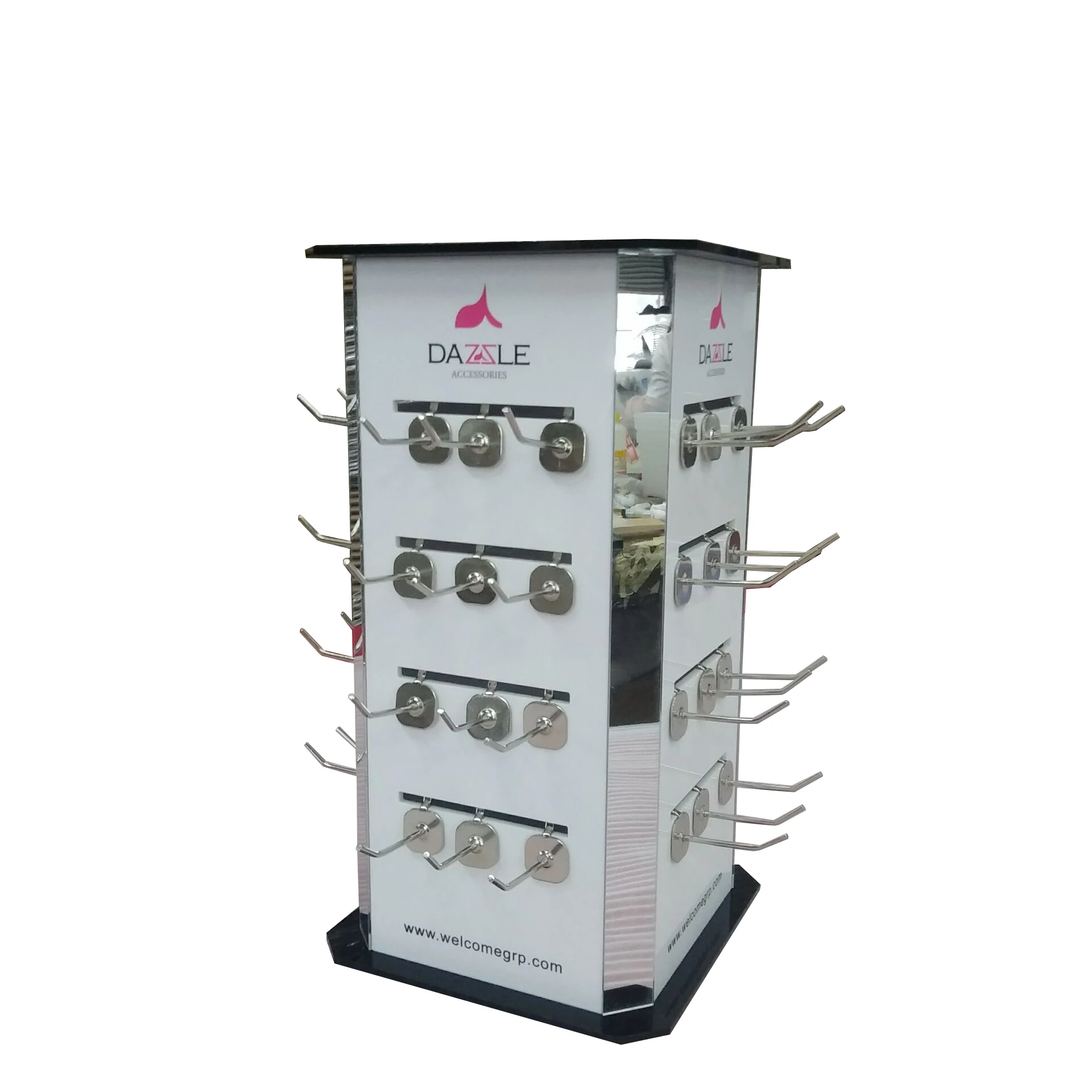 boutique  Shop countertop rotating acrylic necklace earring jewelry display stand with mirror