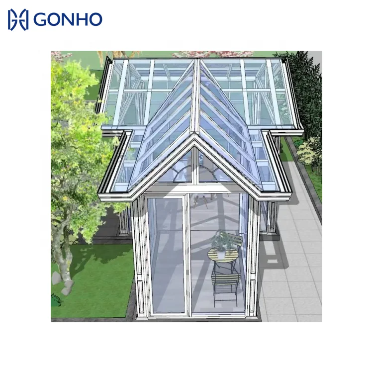 GONHO House Garden Glass Insulating Double Triangle Roof Electric Control Louver Winter Stain Sunroom