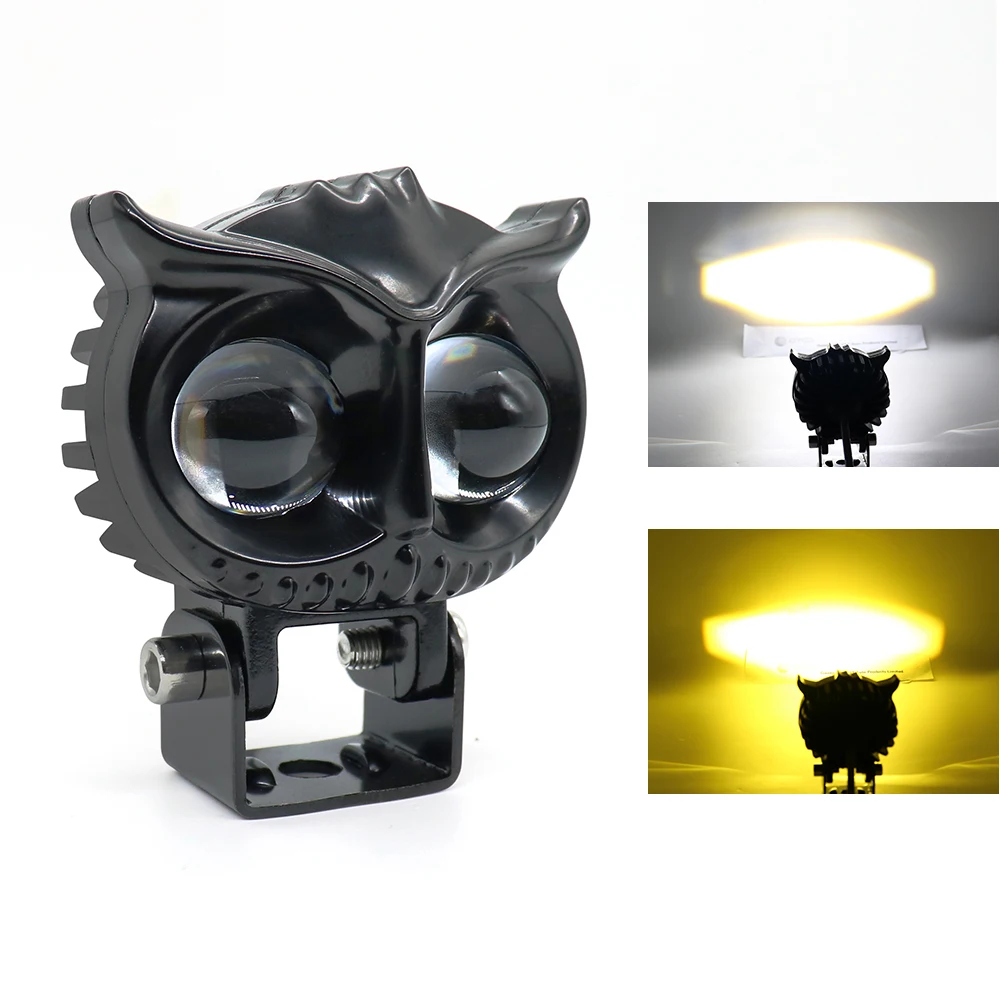 Factory Price High Low Beam Yellow White Dual Color Spot Beam 12V Projector Lens 40W E Bike Mini Driving Light For Motorcycle