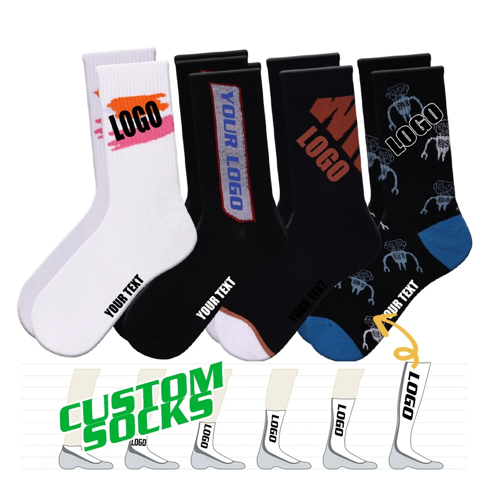 High Quality Sock Manufacturer Custom Cotton Crew Socks Custom Design Knitted Sock Custom Logo Sox