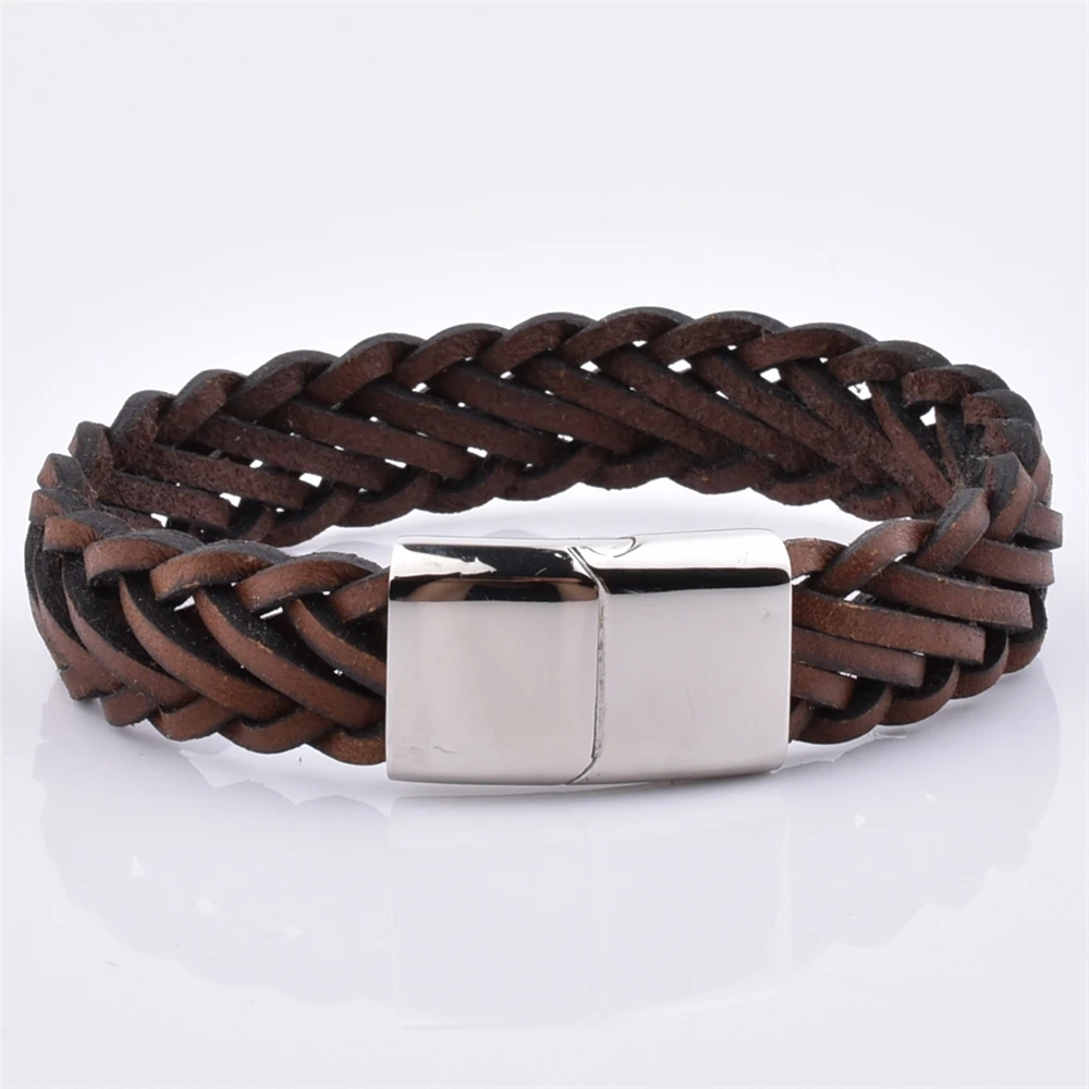  Новый дизайн модные ювелирные изделия черный браслет из натуральной кожи с винтажной стальной застежкой в виде черепа