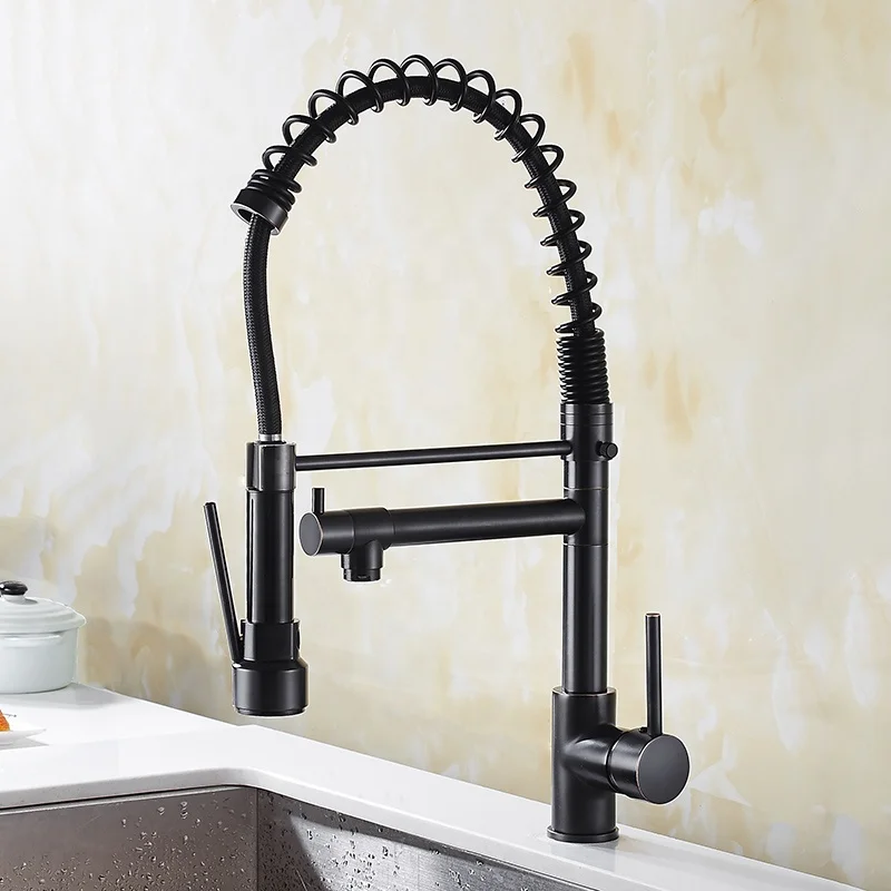 Torneira Modern Hot Cold Water Mixer Tap Single Handle Flexible Brass Pull Down Sprayer Spring Kitchen Sink Faucet