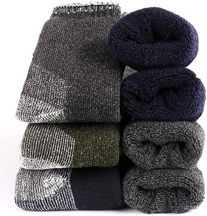 Mens Heavy Thick Knit Wool Socks Soft Warm Comfort Winter Crew Socks Multicolor