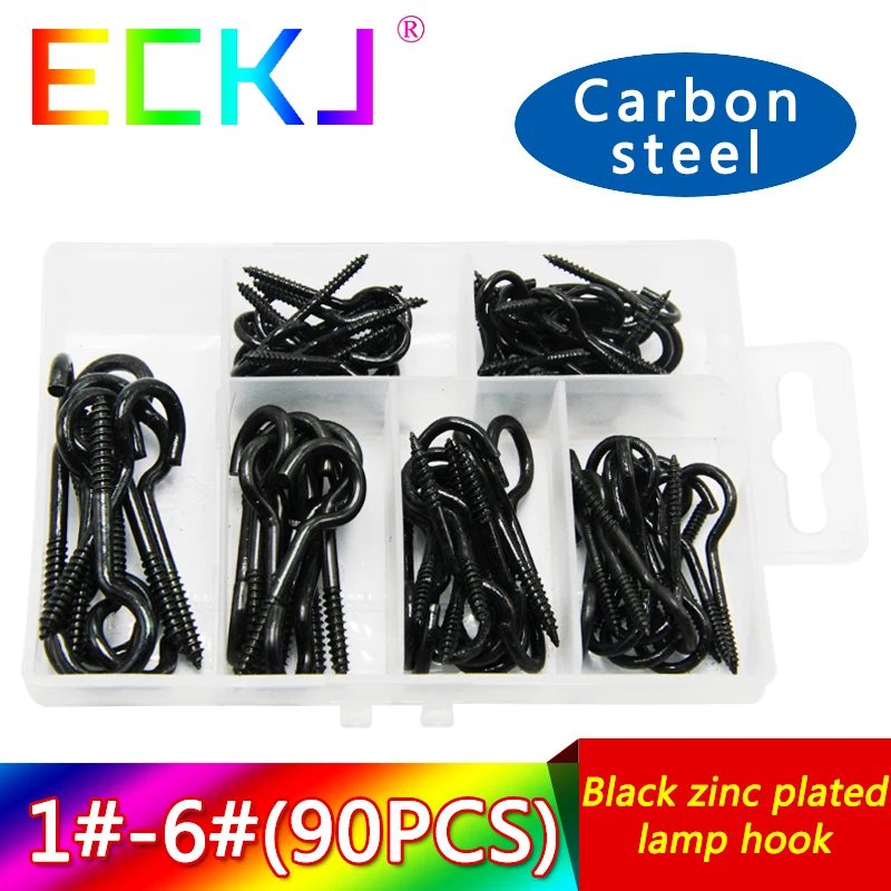 Black eye hook screw self tapping screw a box of 90 copper hook screws, suitable for indoor, wood and wall