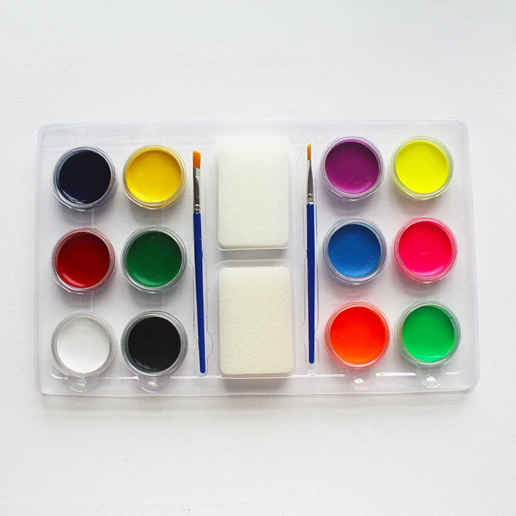 12 Colors Non-Toxic Private Label Professional Water Based Face And Body Paint