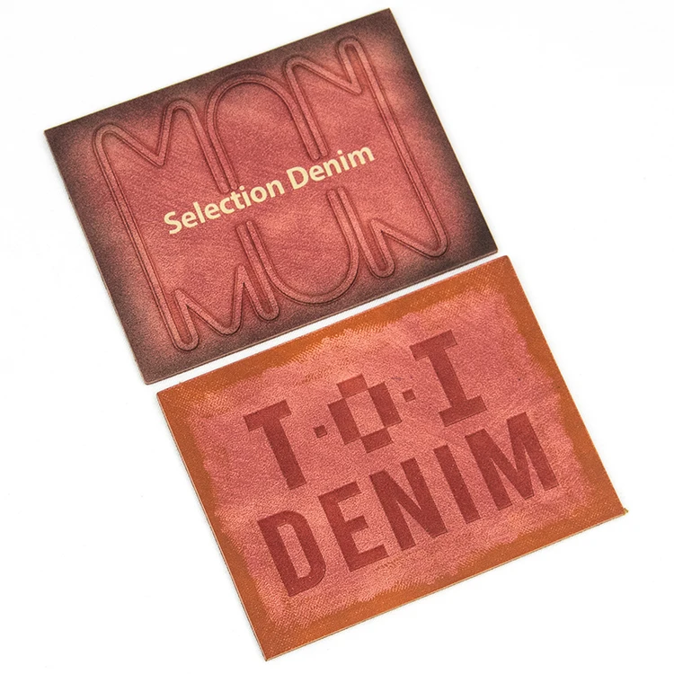 Wholesale Price Custom Garment Embossed Jeans PU Leather Label and Tags for Clothing