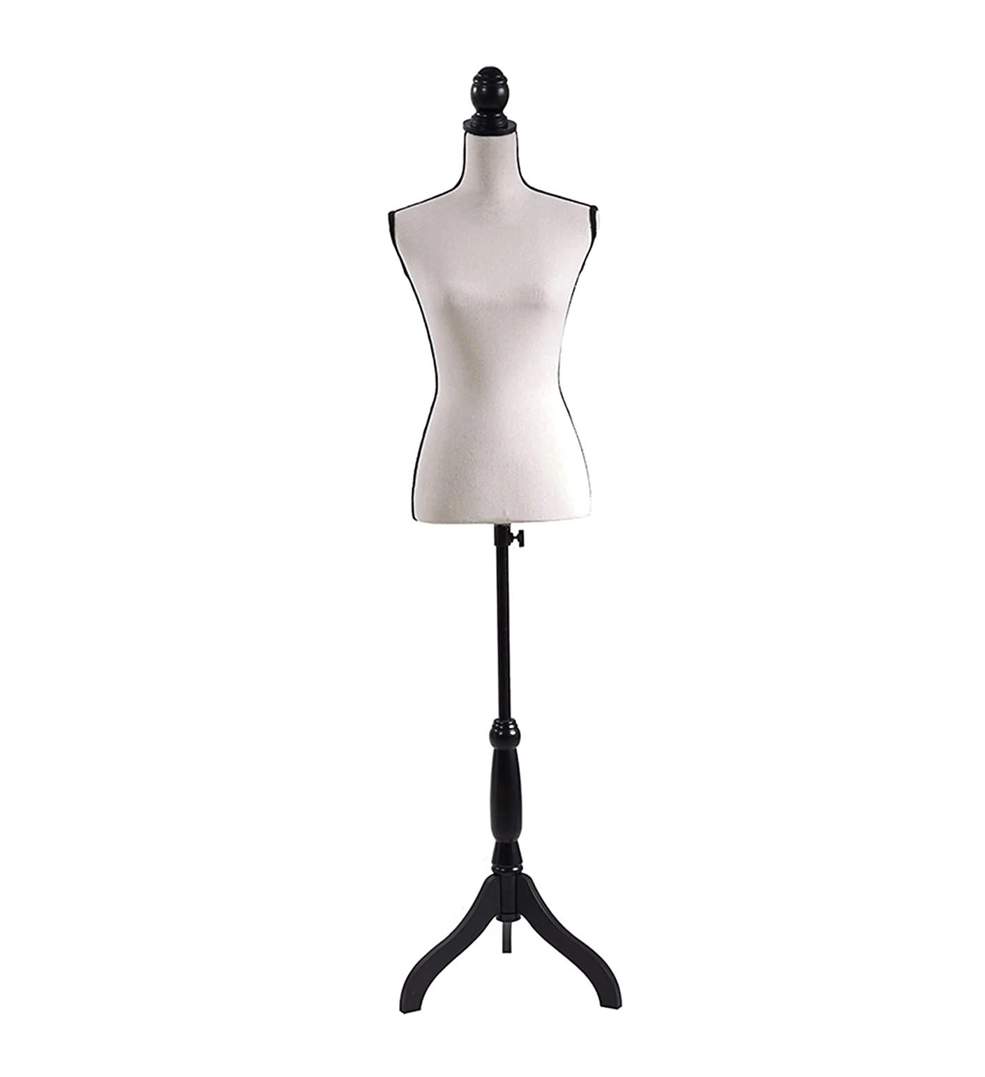 
Beige Female Dress Form Mannequin Torso Body with Black Adjustable Tripod Stand for Clothing Dress Jewelry Display 