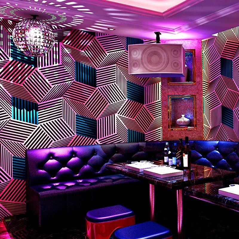 KTV Wallpaper Karaoke 3d Reflective Geometric Pattern Theme Box Background Wall Paper