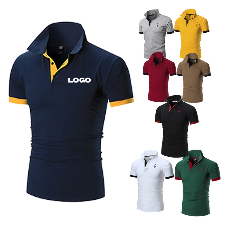summer T-Shirts for Man Clothing Contrast Seam Blade Sublimation Bamboo Polyester Spandex Collar Custom Logo graphi Polo TShirts