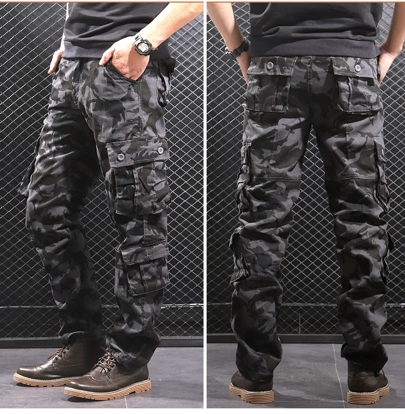 Hot Sale Man camouflage Overalls Pants Multi Pockets Breathable Straight Trousers Casual Cargo Pants For Men