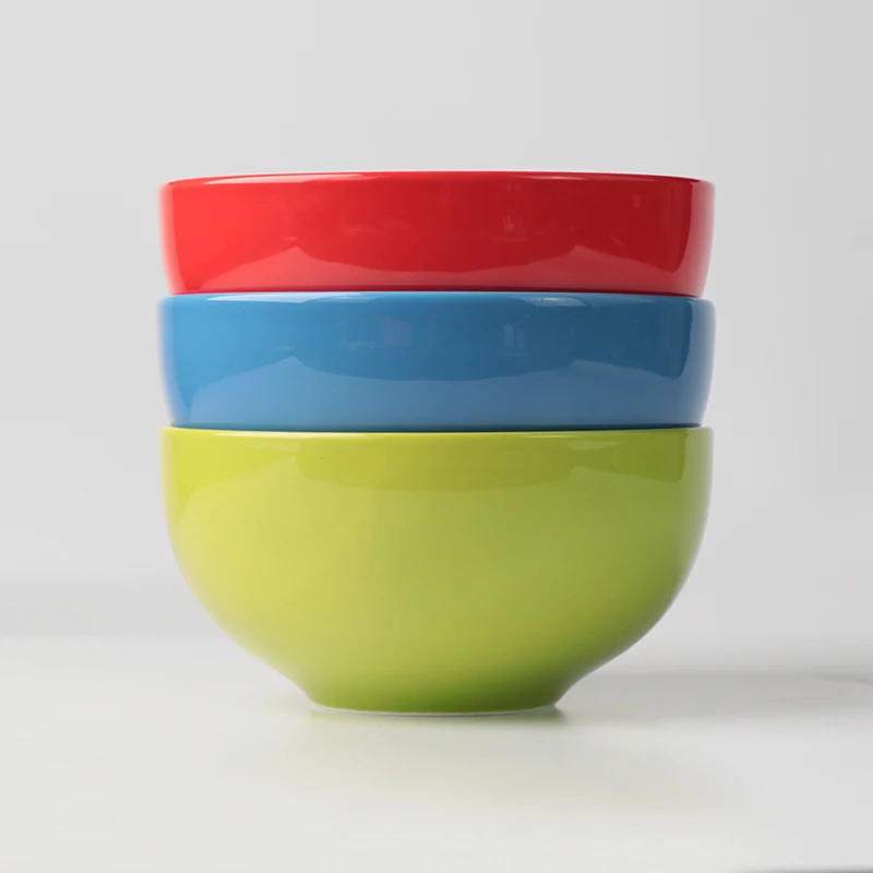 Hot Pot Barbecue Dip Bowl Ceramic Heavy Bright Green Blue Red Bowls Set Dinnerware Dish Soup Salad Bowl