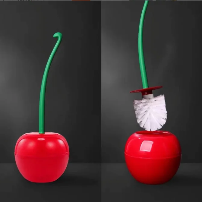 Long Handle Soft Hair Cleaning Cherry Toilet Brush Set Creative Household Bathroom