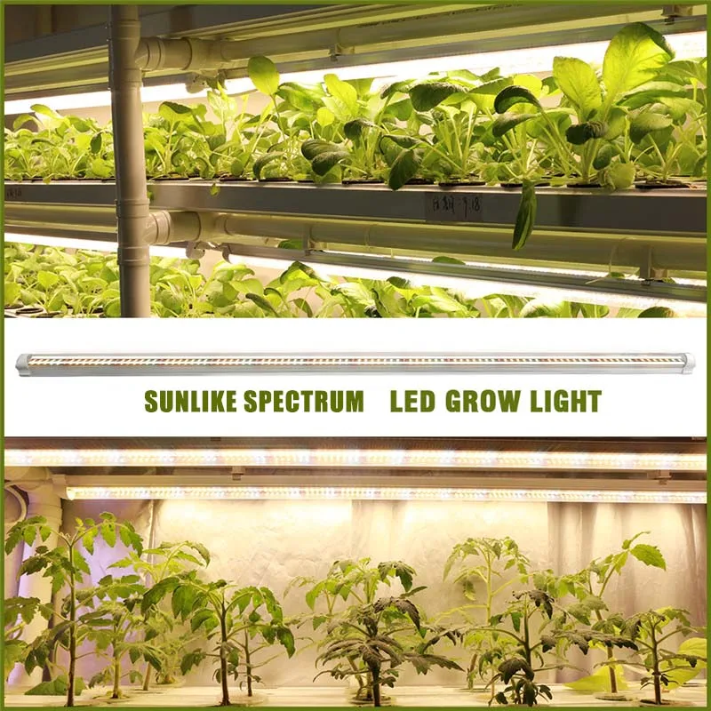2024 T8 LED Grow Light Tube 3ft 13W AC85-265V Full Spectrum R W 2:4 9pcs for Green Leafy Vegs Greenhouse