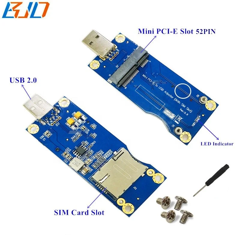  USB2.0 Mini PCI-E mPCIe 52Pin модуль адаптера Riser карты с SIM Слот 5 0 для 4G 3 аппарат не привязан к оператору сотовой связи GSM GPS модема в наличии на