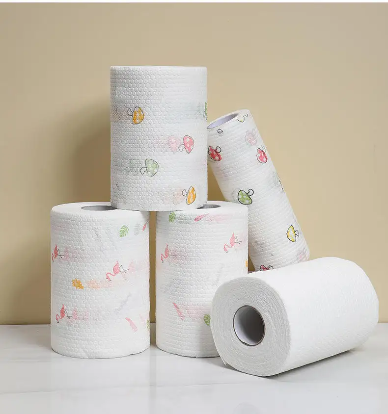 Kitchen Magic Disposable Lazy Non-Woven Cloth Thickened Scouring Pad Dry And Wet Dual-Use Tear Away Microfiber Towel Cloths Roll