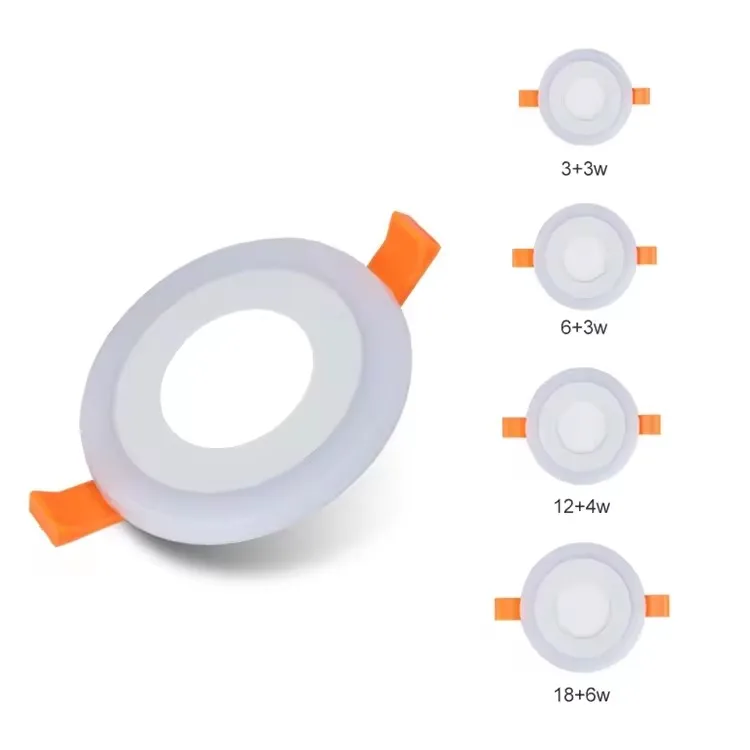 Factory price double color recessed multicolor ultra slim thin  3+3w 6+3w 12+4w 18+6w led panel light