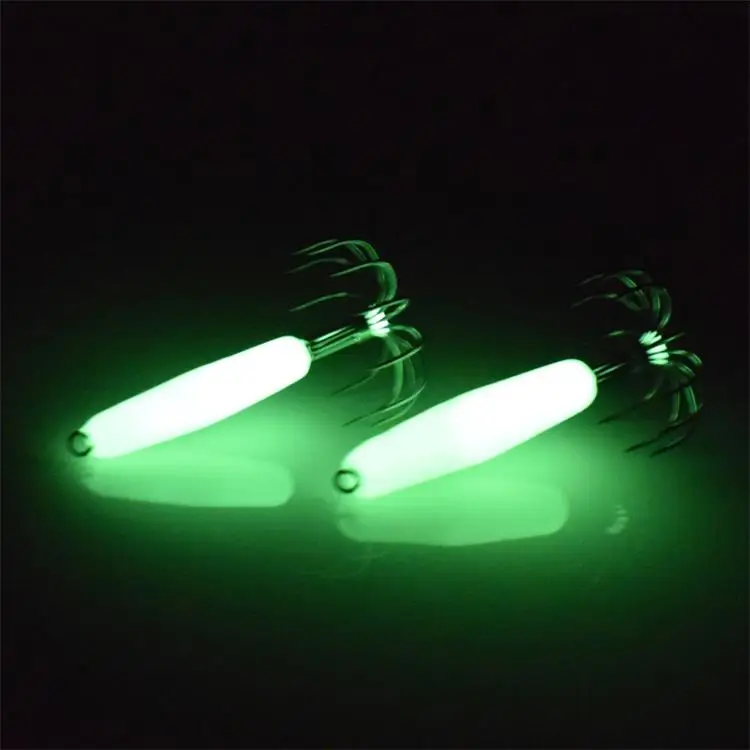 Fishing Fluorescent Squid Cuttlefish Sleeve Jig Fishing Lure Bait Head Hook Luminous Octopus Lure Glow in Dark