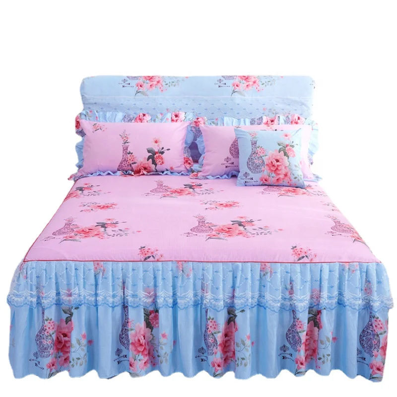 25 Styles Skin-Friendly Velvet Lace Korean Bed Skirt Bedside Cover Non-Slip Double Layer Lace Bed Skirt Wholesale