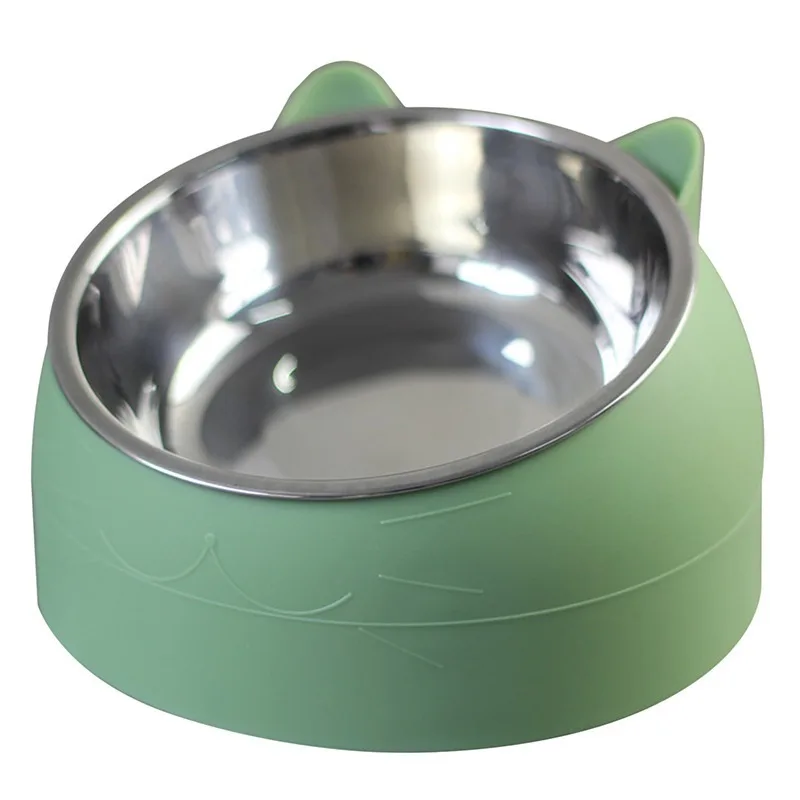 New Factory Hot sale Stainless Steel Anti Overturning Double Bowl Pet Slow Feeder Bowl Cute Cat Dog Food Bowl