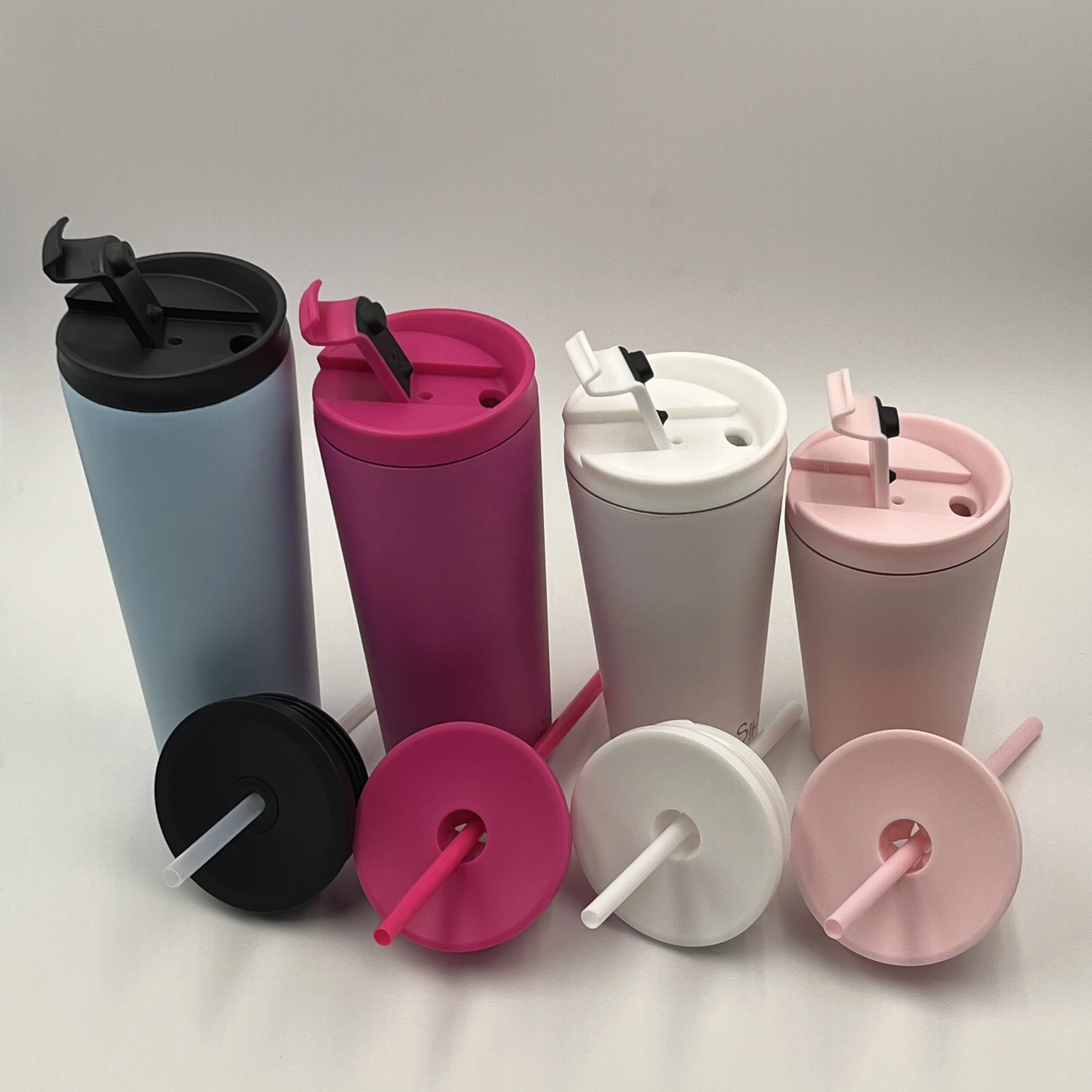 Custom Logo Double Wall 18/8 Stainless Steel Tumbler Powder Coated Insulated Bulk Coffee Tumbler With Lids And Straw