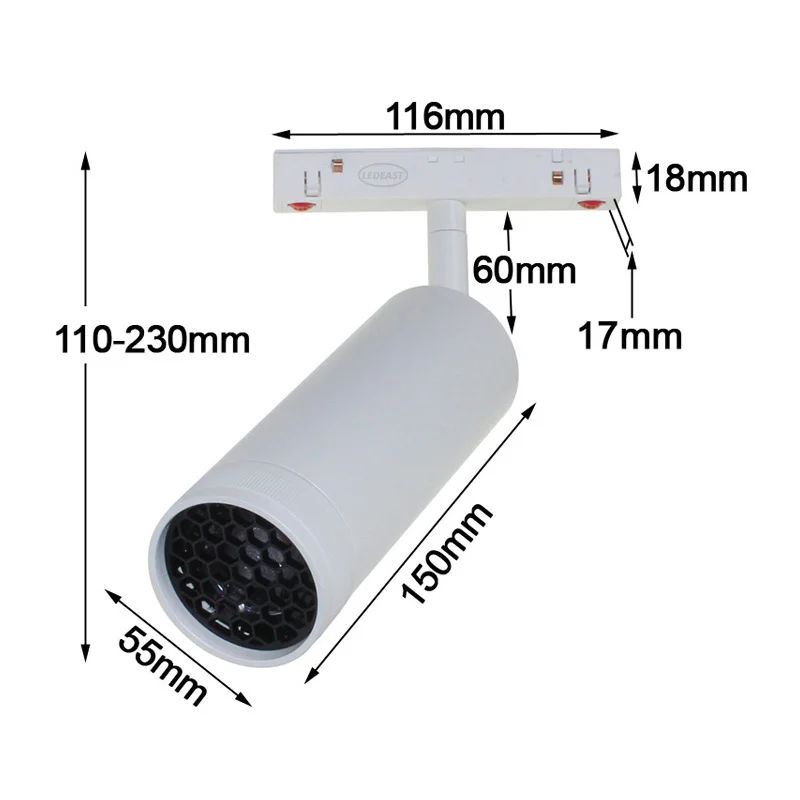 LEDEAST TLMF2-18 18W Multifunction Low Voltage Magnetic Track Light 15-55 Degree adjustable beam angle led linear spotlight