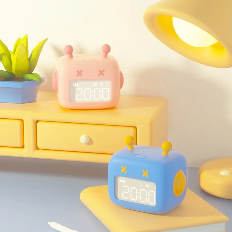 YIZHI Cartoon Robot Alarm Clock Children Student Multifunctional Time Management Mini Program Digital Alarm Clock Timer for Kids