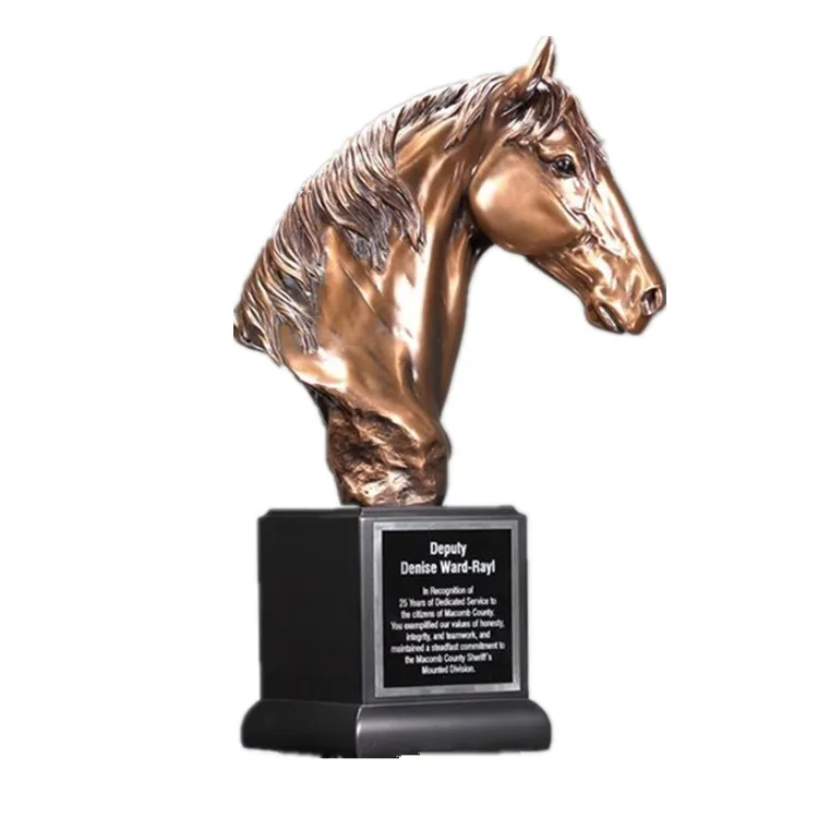 Resin horse head figure trophy statue