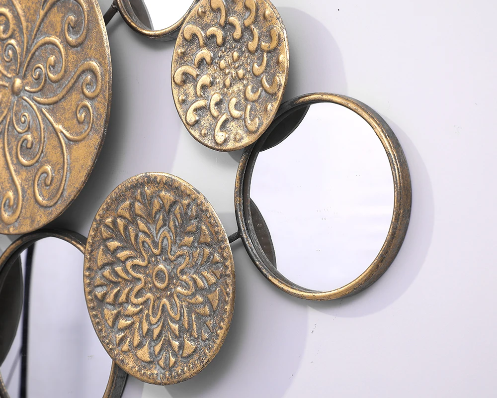 Luxurious home decoration with mirror iron wall hanging