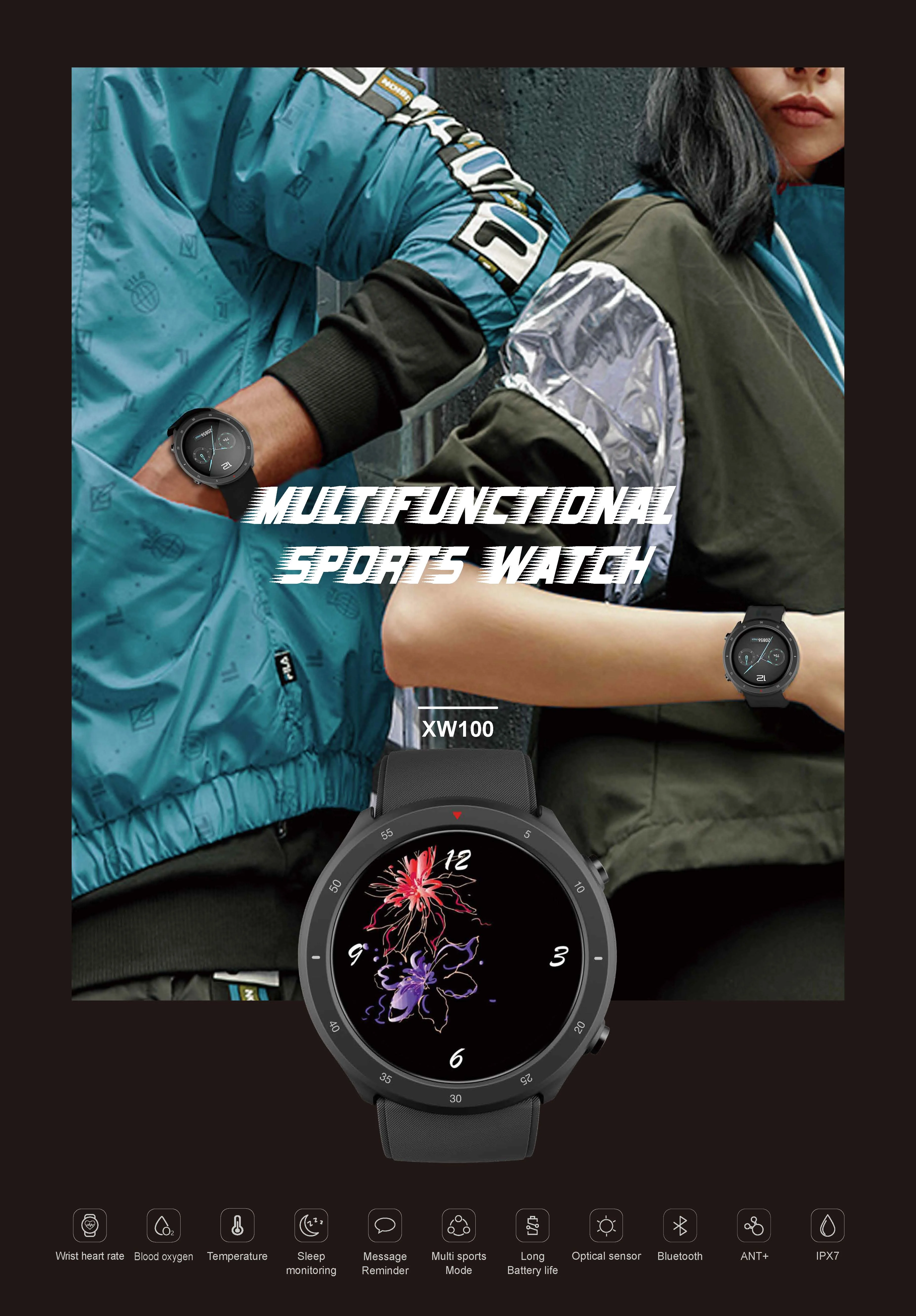 2024 Trendy Connected Watches Sport Health Wristband XW100  IP67 Waterproof Series Smart  Sports Watch