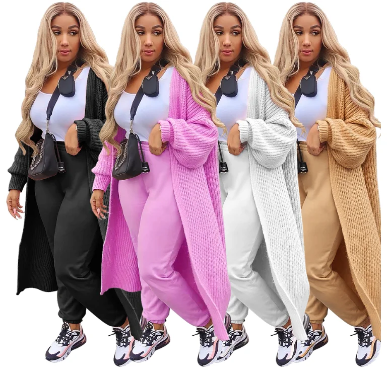 Fashion Warm Knitted Oversize Sweater Cardigan Women Casual Long Lantern Sleeve Jumper Outwear Autumn Winter Soft Loose Sweater