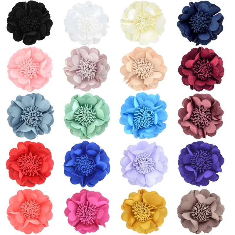 6cm Ice Silk Fabric Handmade Flower Core For Children Headwear Hair Accessories