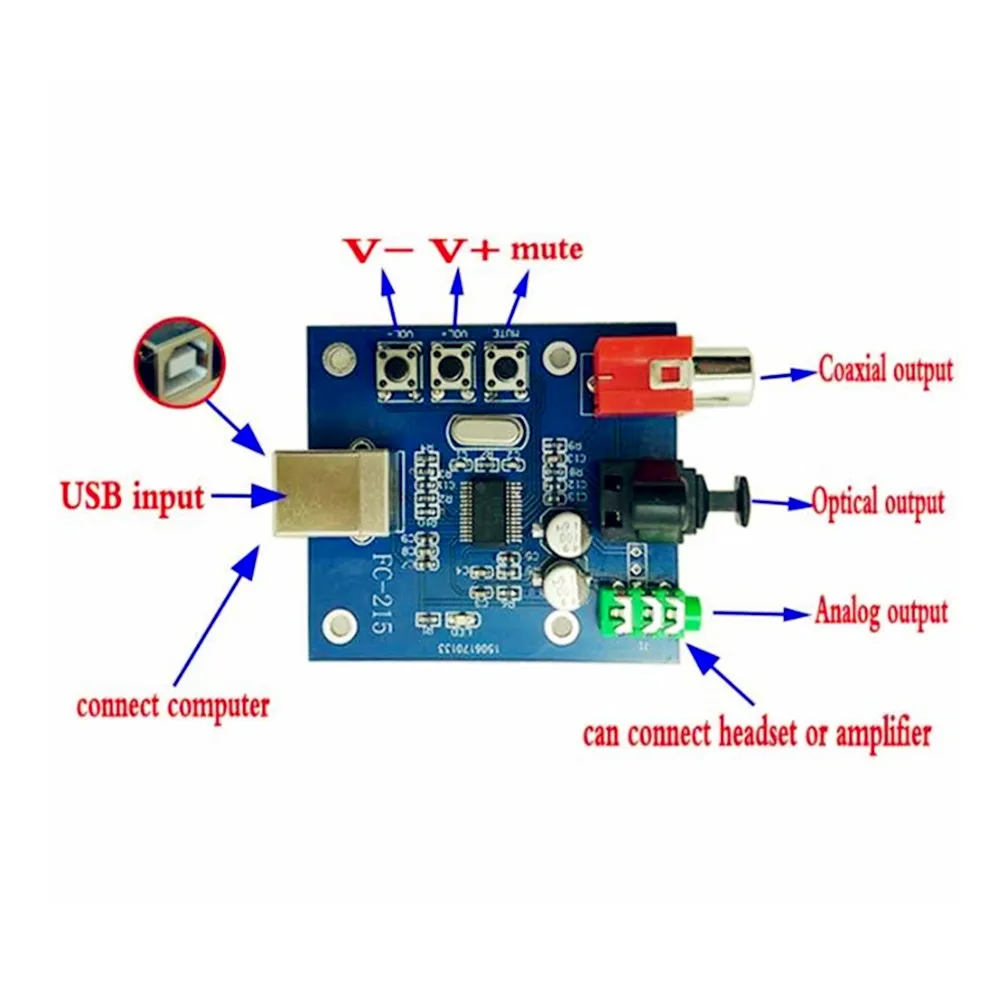  Taidacent студийная запись полностью дуплексное коаксиальное волокно 5 в Raspberry Pi звуковая карта Pcm2704 Usb Amp Dac декодер