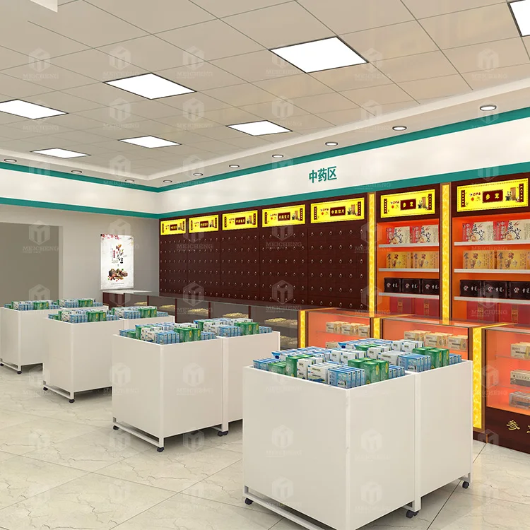 Meicheng Whole Store Layout Design Drugstore Pharmacy Medical Store Medical Stand Display Rack For Pharmacy