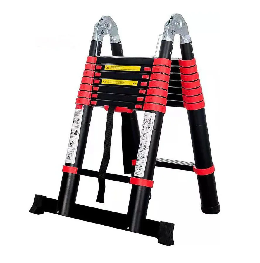 A-type multipurpose  extension aluminium telescopic ladder retractable ladder with rubber feet ladder