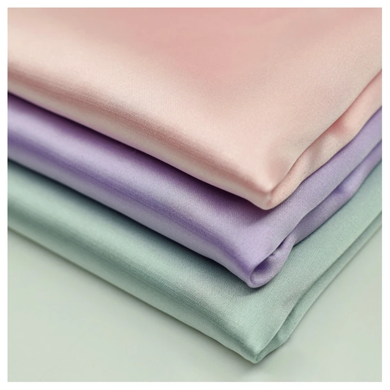 YX30 Wholesale 105gsm Soft 92% Polyester 8% Elastane Stretch Charmeuse English American Satin Fabric Rolls Textile