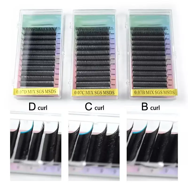 Factory Wholesale lash extensions products lash extension trays best quality dark and fluffy Silk Faux Mink eyelash extension y