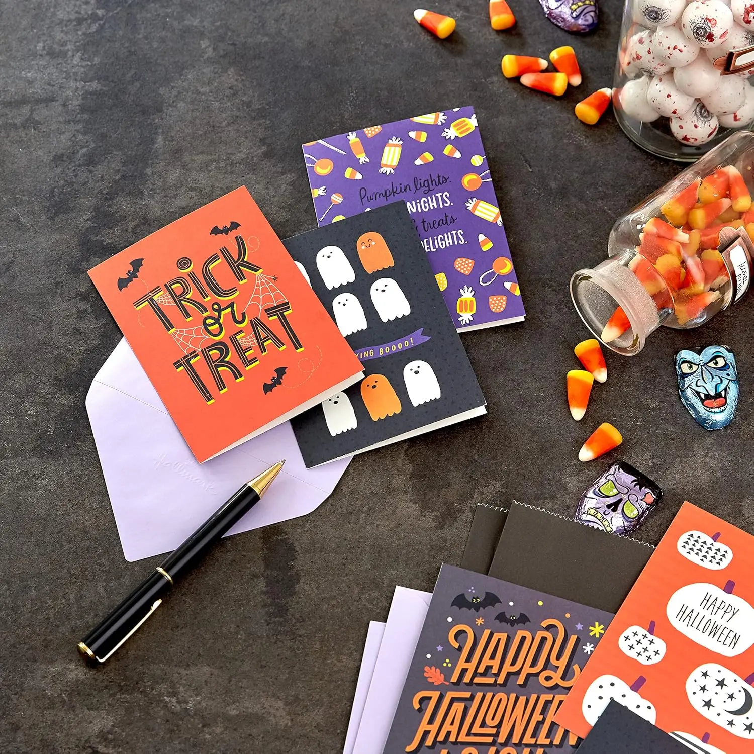 Halloween Cards Assortment, Tricks and Treats with Envelopes