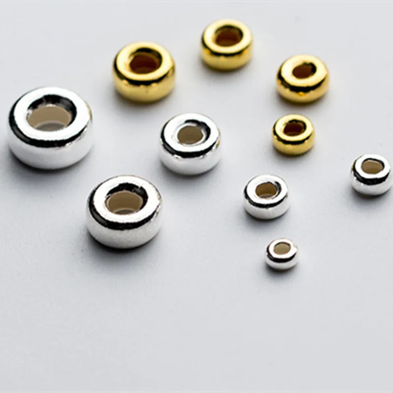 3mm 4mm 5mm 6mm 925 Solid Sterling Silver Wheel Shape Flat Round Spacer Bead for Handmade Jewelry Making Findings